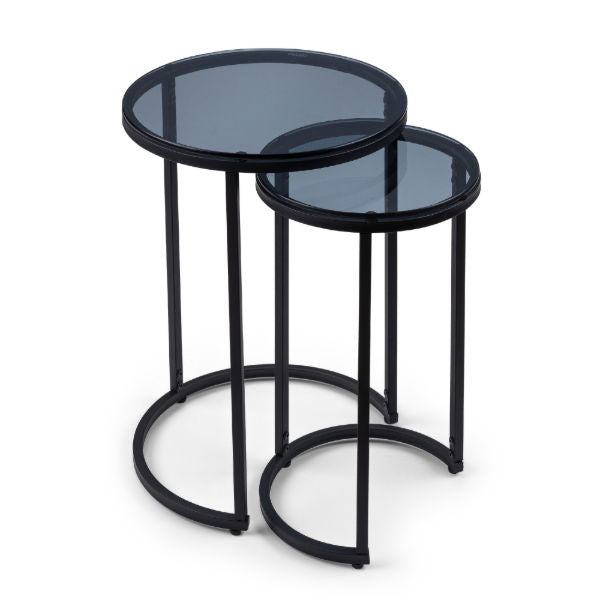 Chicago Round Nesting Side Tables smoked Glass - Living with Luxury