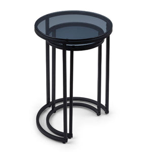 Chicago Round Nesting Side Tables smoked Glass - Living with Luxury