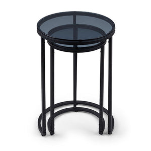 Chicago Round Nesting Side Tables smoked Glass - Living with Luxury