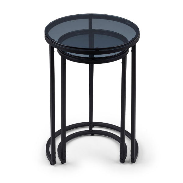 Chicago Round Nesting Side Tables smoked Glass - Living with Luxury