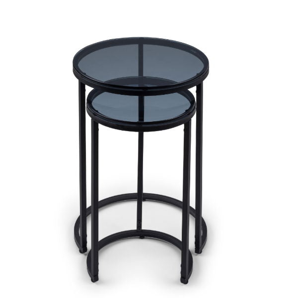 Chicago Round Nesting Side Tables smoked Glass - Living with Luxury