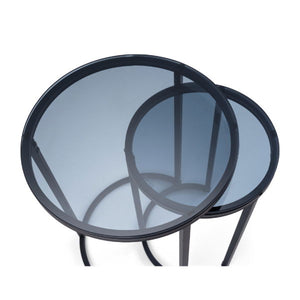 Chicago Round Nesting Side Tables smoked Glass - Living with Luxury