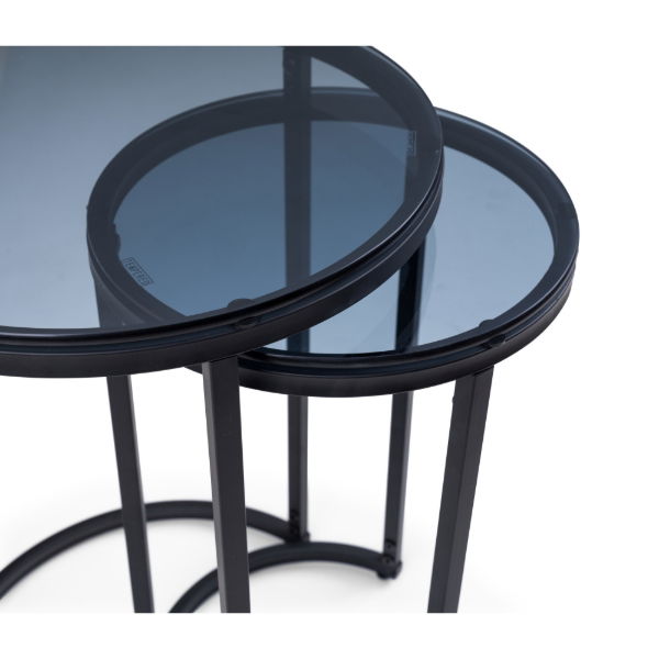 Chicago Round Nesting Side Tables smoked Glass - Living with Luxury