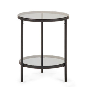 Chicago Circular Lamp Table - Smoked Glass - Living with Luxury