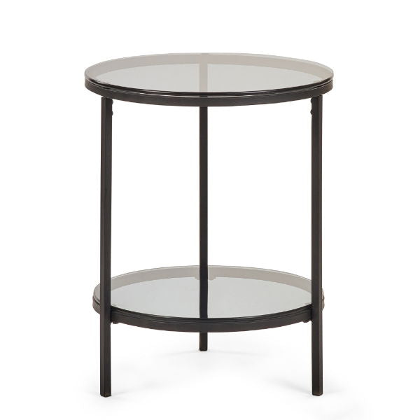 Chicago Circular Lamp Table - Smoked Glass - Living with Luxury