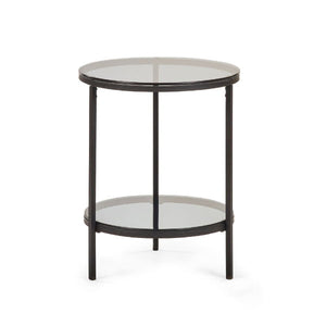 Chicago Circular Lamp Table - Smoked Glass - Living with Luxury