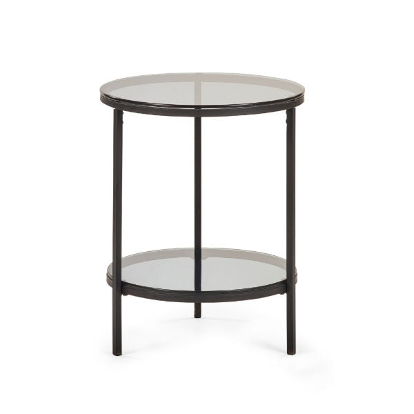 Chicago Circular Lamp Table - Smoked Glass - Living with Luxury