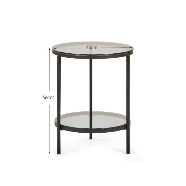 Chicago Circular Lamp Table - Smoked Glass - Living with Luxury