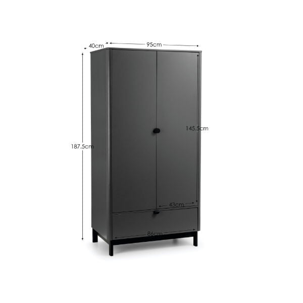 Chloe 2 Door 1 Drawer Wardrobe - Living with Luxury