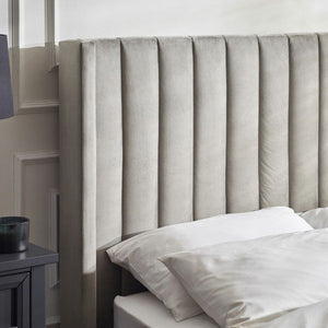 Clara Side Lift Ottoman TV Bed 135 cm Light Grey - Living with Luxury
