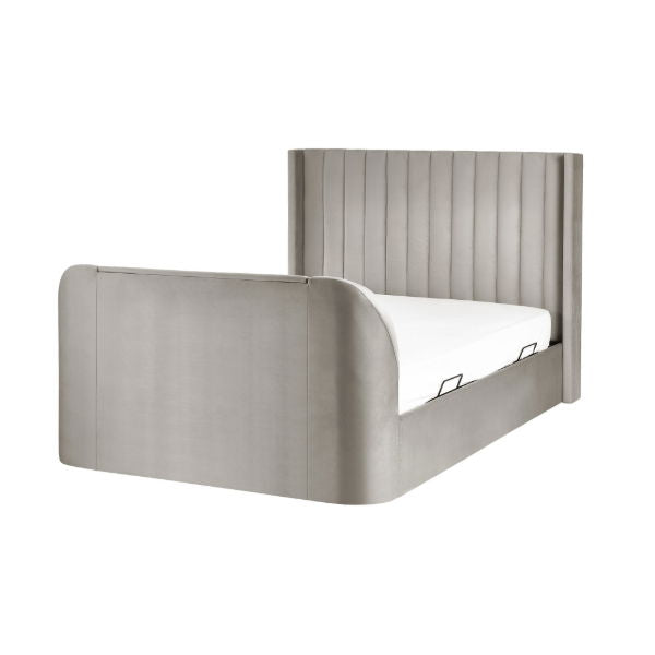 Clara Side Lift Ottoman TV Bed 150cm Light Grey - Living with Luxury