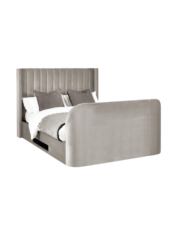 Clara Light Grey 180cm Super King TV Ottoman Storage Bed - Living with Luxury