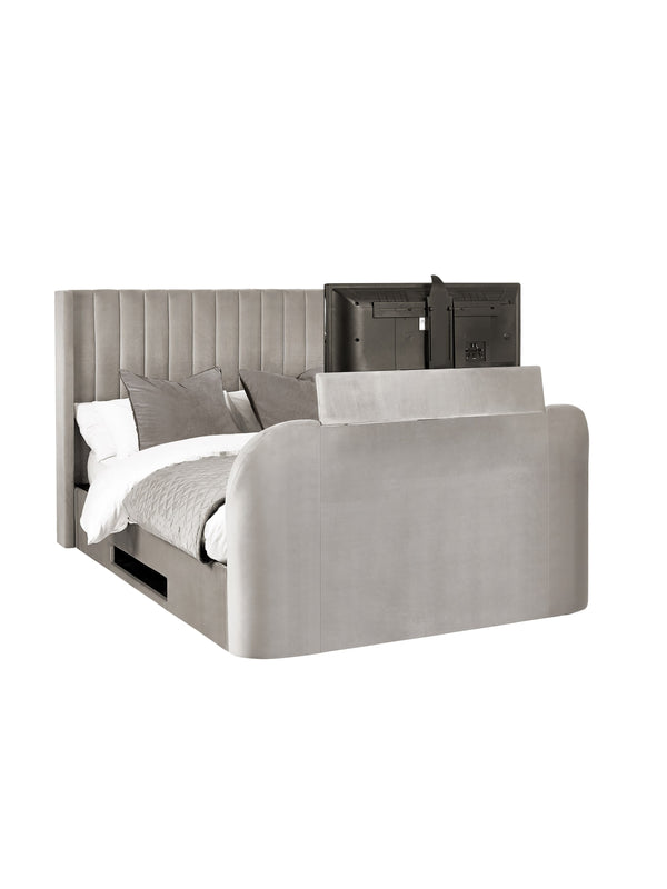 Clara Light Grey 180cm Super King TV Ottoman Storage Bed - Living with Luxury