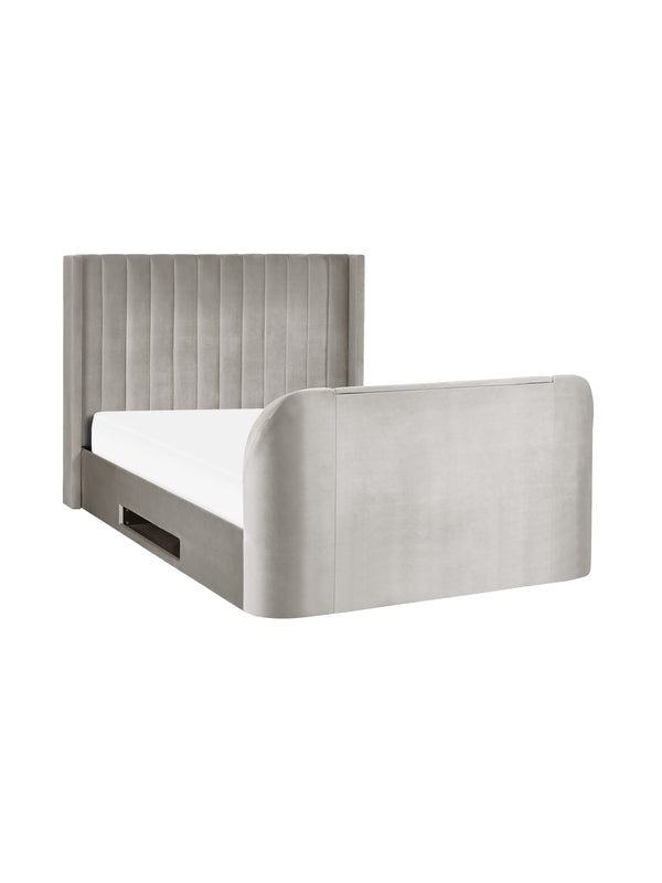 Clara Light Grey 180cm Super King TV Ottoman Storage Bed - Living with Luxury