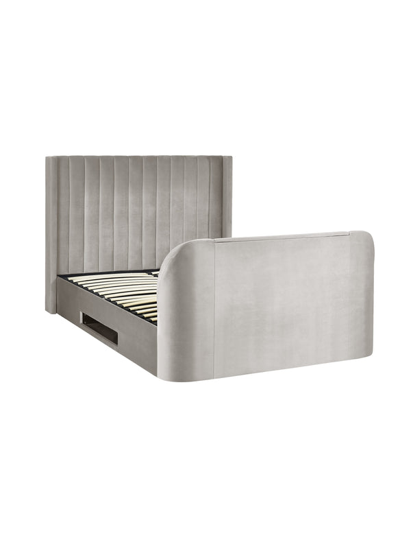 Clara Light Grey 180cm Super King TV Ottoman Storage Bed - Living with Luxury
