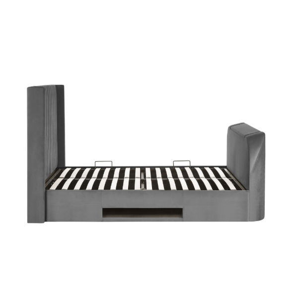 Clara Side Lift Ottoman TV Bed 135cm Dark Grey - Living with Luxury