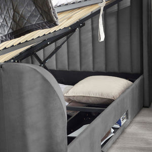 Clara Side Lift Ottoman TV Bed 135cm Dark Grey - Living with Luxury