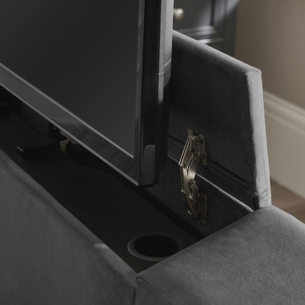 Clara Side Lift Ottoman TV Bed 135cm Dark Grey - Living with Luxury