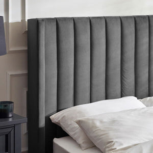 Clara Side Lift Ottoman TV Bed 135cm Dark Grey - Living with Luxury