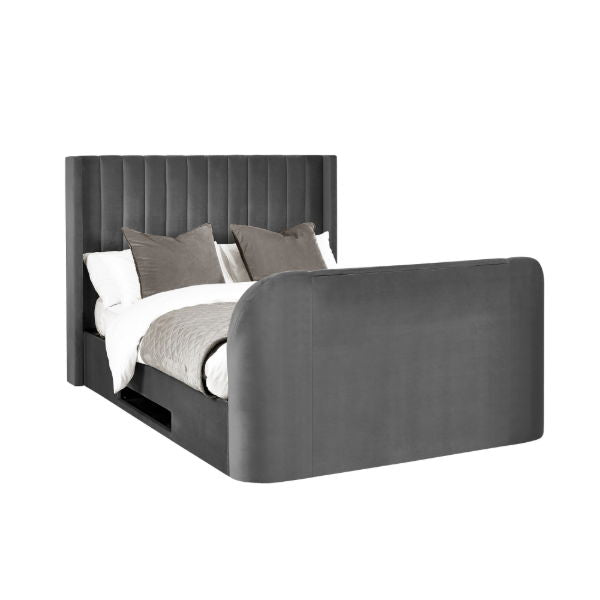 Clara Side Lift Ottoman TV Bed 135cm Dark Grey - Living with Luxury
