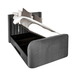Clara Side Lift Ottoman TV Bed 135cm Dark Grey - Living with Luxury