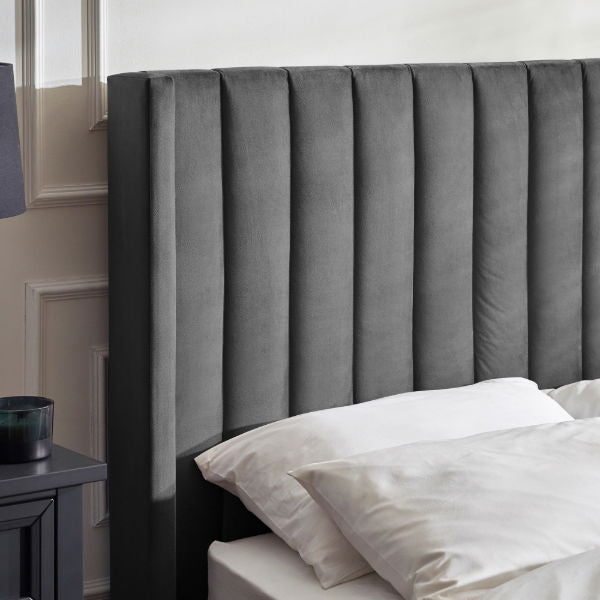 Clara Side Lift Ottoman TV Bed 150cm Dark Grey - Living with Luxury