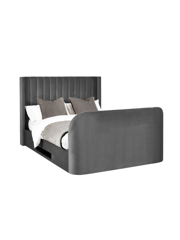 Clara Dark Grey 180cm Super King TV Ottoman Storage Bed - Living with Luxury