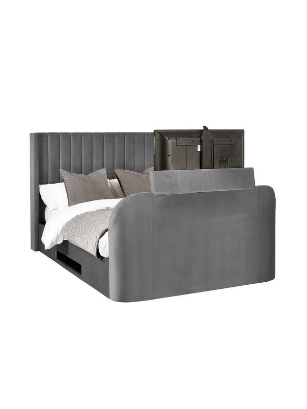 Clara Dark Grey 180cm Super King TV Ottoman Storage Bed - Living with Luxury
