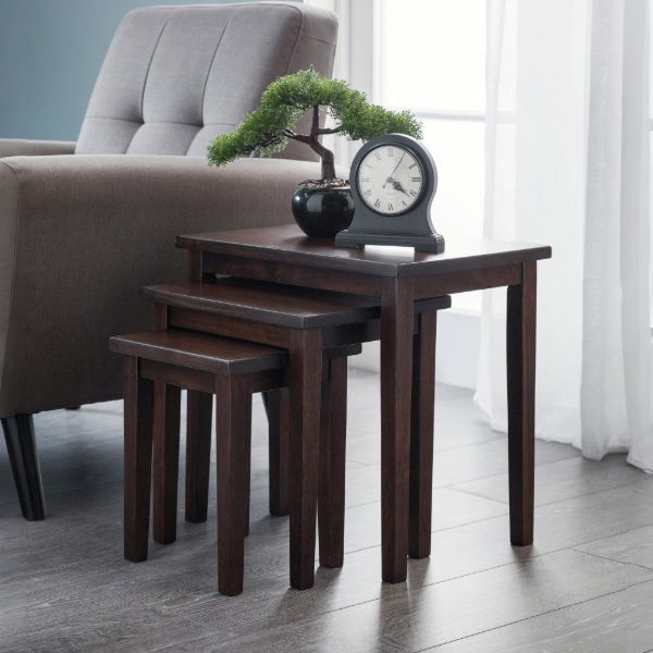 Cleo Nest of Tables Mahogany Finish - Living with Luxury