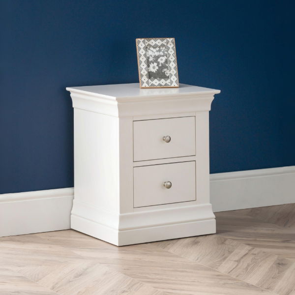 Clermont 2 Drawer Bedside Surf White - Living with Luxury