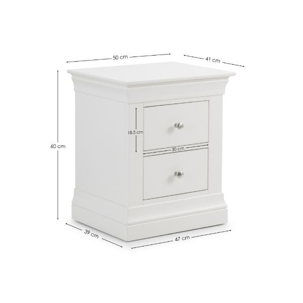 Clermont 2 Drawer Bedside Surf White - Living with Luxury