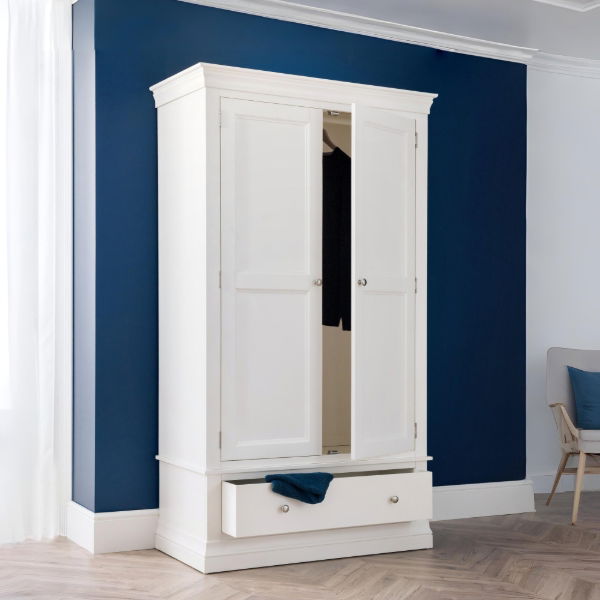 Clermont 2 Door 1 Drawer Wardrobe Surf White - Living with Luxury