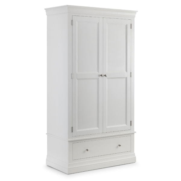 Clermont 2 Door 1 Drawer Wardrobe Surf White - Living with Luxury