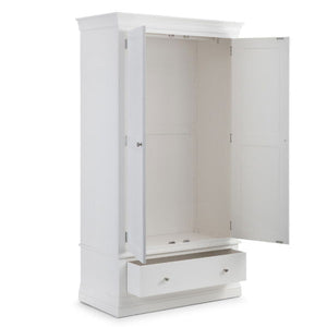 Clermont 2 Door 1 Drawer Wardrobe Surf White - Living with Luxury