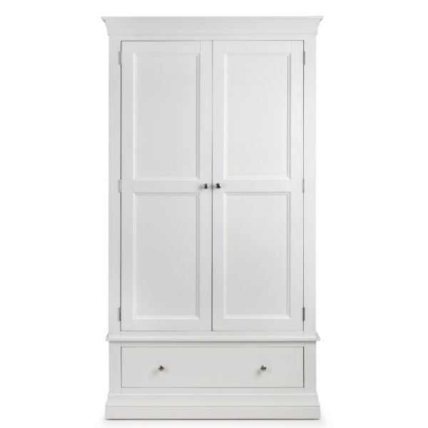 Clermont 2 Door 1 Drawer Wardrobe Surf White - Living with Luxury