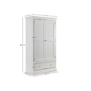 Clermont 2 Door 1 Drawer Wardrobe Surf White - Living with Luxury