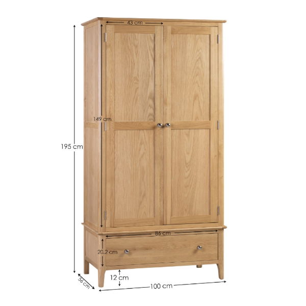 COTSWOLD 2 DOOR 1 DRAWER WARDROBE - Living with Luxury