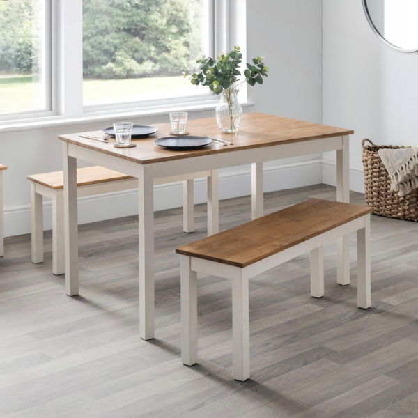 COXMOOR BENCH - IVORY & OAK - Living with Luxury