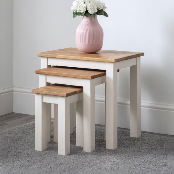 COXMOOR NEST OF 3 TABLES - IVORY & OAK - Living with Luxury
