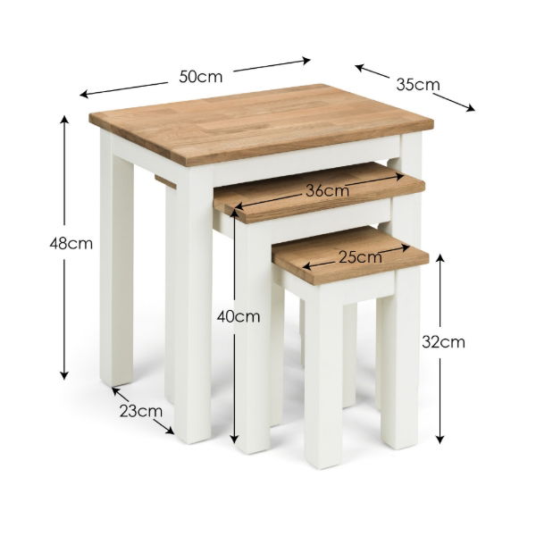 COXMOOR NEST OF 3 TABLES - IVORY & OAK - Living with Luxury