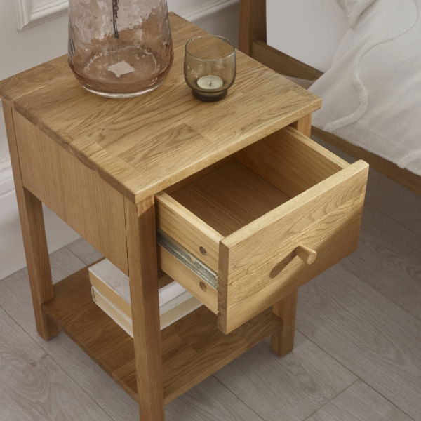 COXMOOR 1 DRAWER BEDSIDE - OAK - Living with Luxury