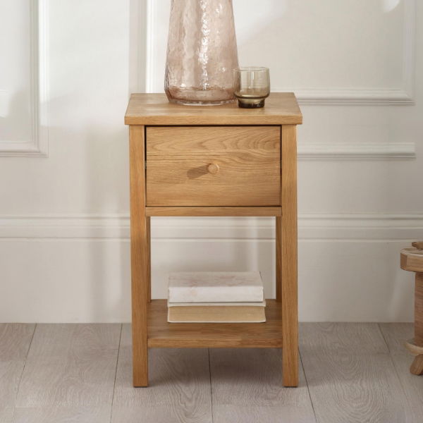COXMOOR 1 DRAWER BEDSIDE - OAK - Living with Luxury