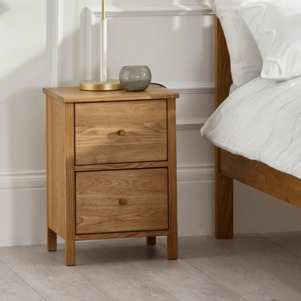 COXMOOR 2 DRAWER BEDSIDE - OAK - Living with Luxury