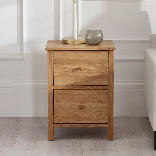 COXMOOR 2 DRAWER BEDSIDE - OAK - Living with Luxury