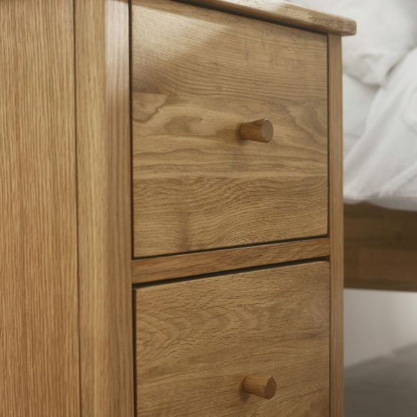 COXMOOR 2 DRAWER BEDSIDE - OAK - Living with Luxury
