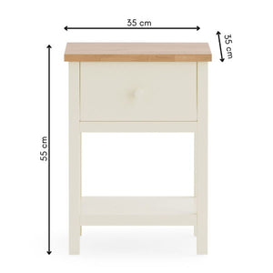 COXMOOR I DRAWER BEDSIDE - IVORY & OAK - Living with Luxury