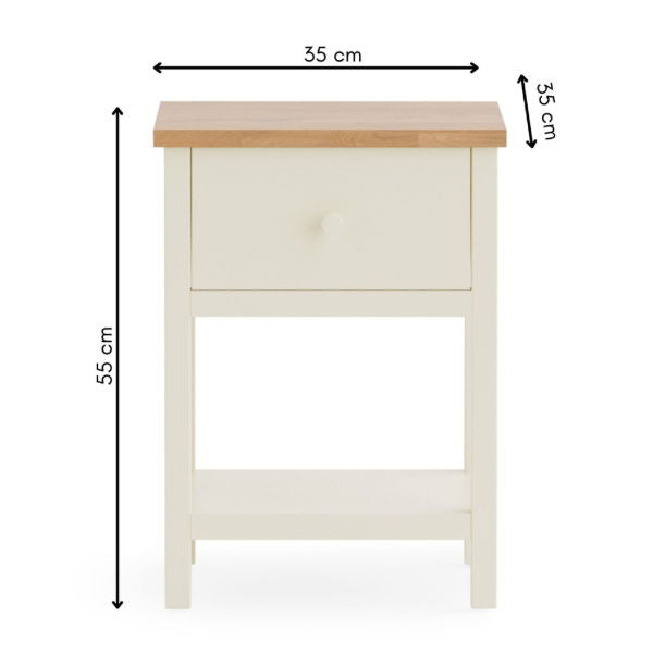 COXMOOR I DRAWER BEDSIDE - IVORY & OAK - Living with Luxury