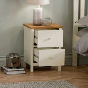 COXMOOR 2 DRAWER BEDSIDE - IVORY & OAK - Living with Luxury