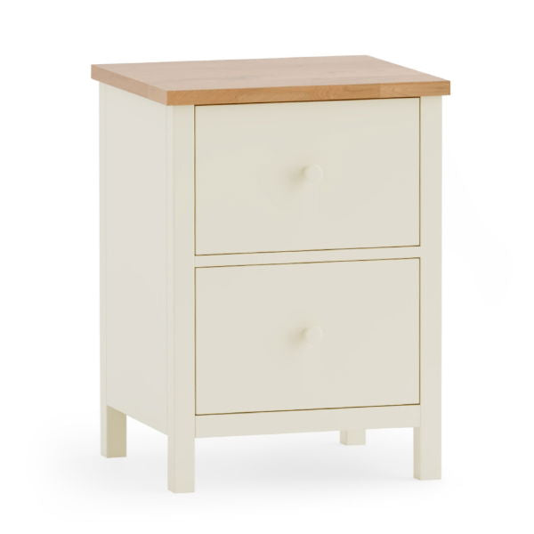 COXMOOR 2 DRAWER BEDSIDE - IVORY & OAK - Living with Luxury