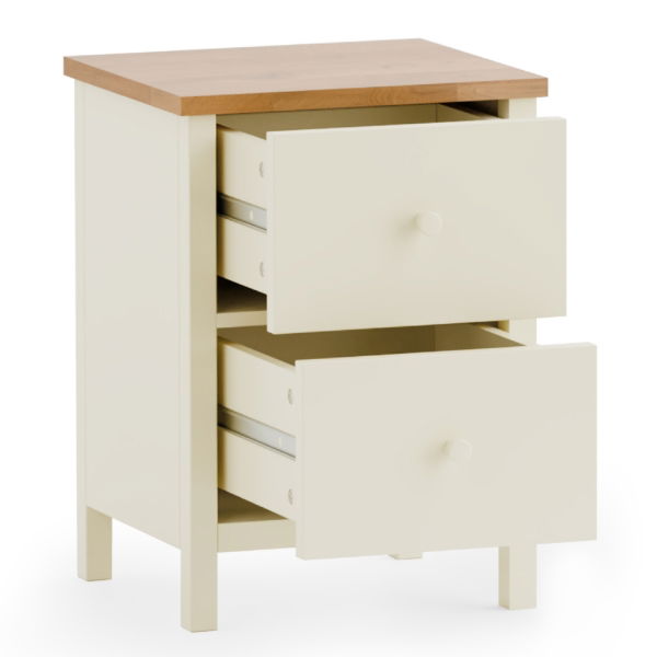 COXMOOR 2 DRAWER BEDSIDE - IVORY & OAK - Living with Luxury